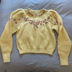 Love Shack Fancy - Kenzly Pullover in Mellow Yellow! Size Med